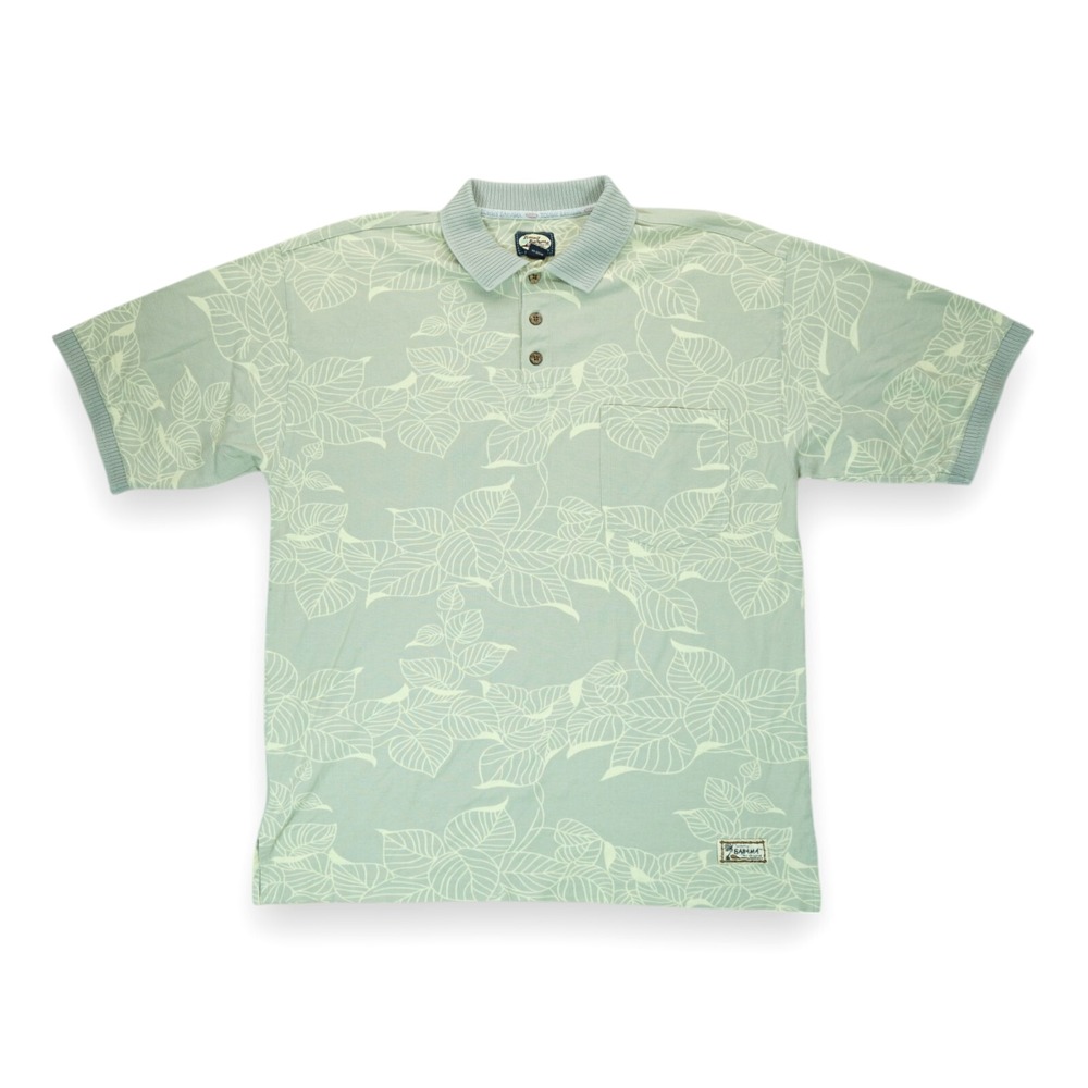 Vtg Tommy Bahama Shirt Mens Large Floral Print Polo Short Sleeve Golf